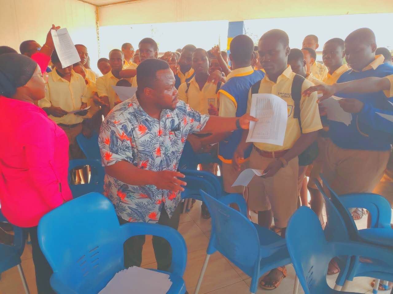 the SAUEI team was invited to attend the morning assembly of Accra Academy High School.